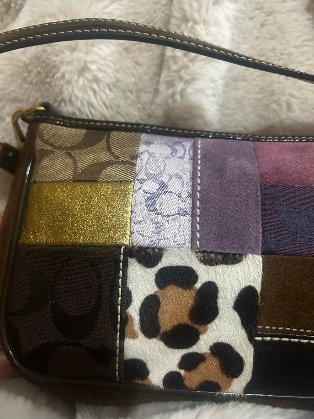 Coach Y2K Purple Patchwork Demi ShoulderBag 7071
